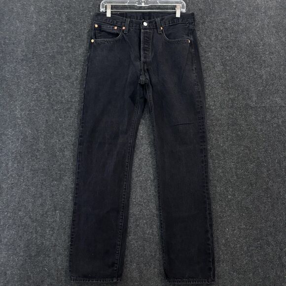 Vintage Levis 501 Jeans Men's 32x34 Black Straight Leg Button Fly Classic - Picture 3 of 14